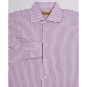 Paul Stuart Pink Striped Cotton Slim Fit Dress Shirt (39) 15.5-32